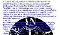 A Ti, Jess mo, que prendido te llevaron ante los escribas y el pontfice Caifs; a Ti, amado mo, que, siendo el Justo, fuiste condenado; a Ti, a! Cristo, Hijo de Dios, me dirijo suplicante y humillado, para que intercedas por este pobre pecador, que, sin motivo ni causa, se ye encausado; haz, Jess mo, que la luz del alma penetre en la de mis acusadores, para que no se enturbie y no me pierdan; te lo pido por la preciossima sangre que derramaste prdigo por los hombres, que, siendo TU el Justo. fuiste condenado y no quisiste defenderte. 
+ As sea.
Bienaventurados Arcngeles Miguel, Rafael y Gabriel, los ngeles y Querubines y todos los Santos, venid en socorro mo y libradme de una mala voluntad, por el Dios + Todopoderoso. Amen. Amedam, + Austis, + Memor, + Gedita, + Eleison, + Igion, + Frigam, + Fides, + Valey, + Unis, + Regnab, + Saday, + Agios, Athanatos, tened
piedad de mi, pobre pecador. 
+ As sea.
Bienaventurado San Miguel Arcngel, + Rafael, + Uriel, + Baraquiel, + Querubin y Serafbn, + interceded por mi. Ved aqu la Cruz +Ii de Nuestro Seor Jesucristo. Huid, enemigos; el len de la tribu de Jud ha vencido; raza de David, +a1eluya! Lbrame, Dios mo, de mis enemigos y de aquellos que quieren perderme. 
+ As sea.
+Oh, Dios! Haz resaltar la gloria de tu Santo nombre y slvame y haz aparecer tu poder justiciero, sosteniendo la bondad y la inocencia de mi causa. + TU, que has salvado a los reyes y has rescatado a David, lbrame de los que tratan de perderme injustamente. 
+ As sea.
Jesucristo vence, + Jesucristo reina, + Ii Jesucristo es justo, + que El me defienda. + Amen.

(Dibjese el pentculo, con tinta celeste, sobre pergamino virgen o papel de hilo puro, un lunes, empezando el trabajo a las nueve de la maana. Envulvase seguidamente con un retazo de seda blanca y llvese el pentculo suspendido del cuello, al recitar la oracin.

Rcense: Padrenuestro, Avemara y Gloria.

(Tomado de 